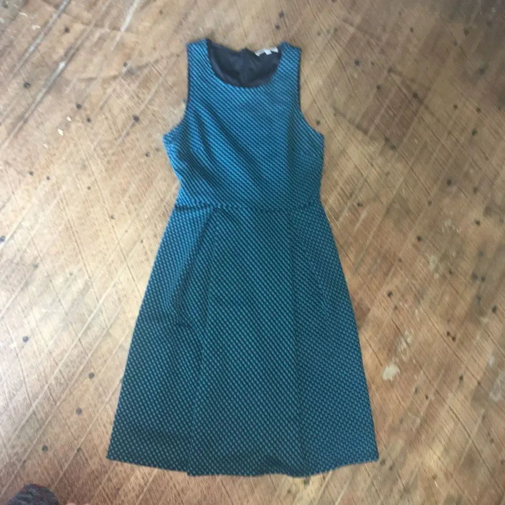 41Hawthorn S teal polka dot pleated dress
